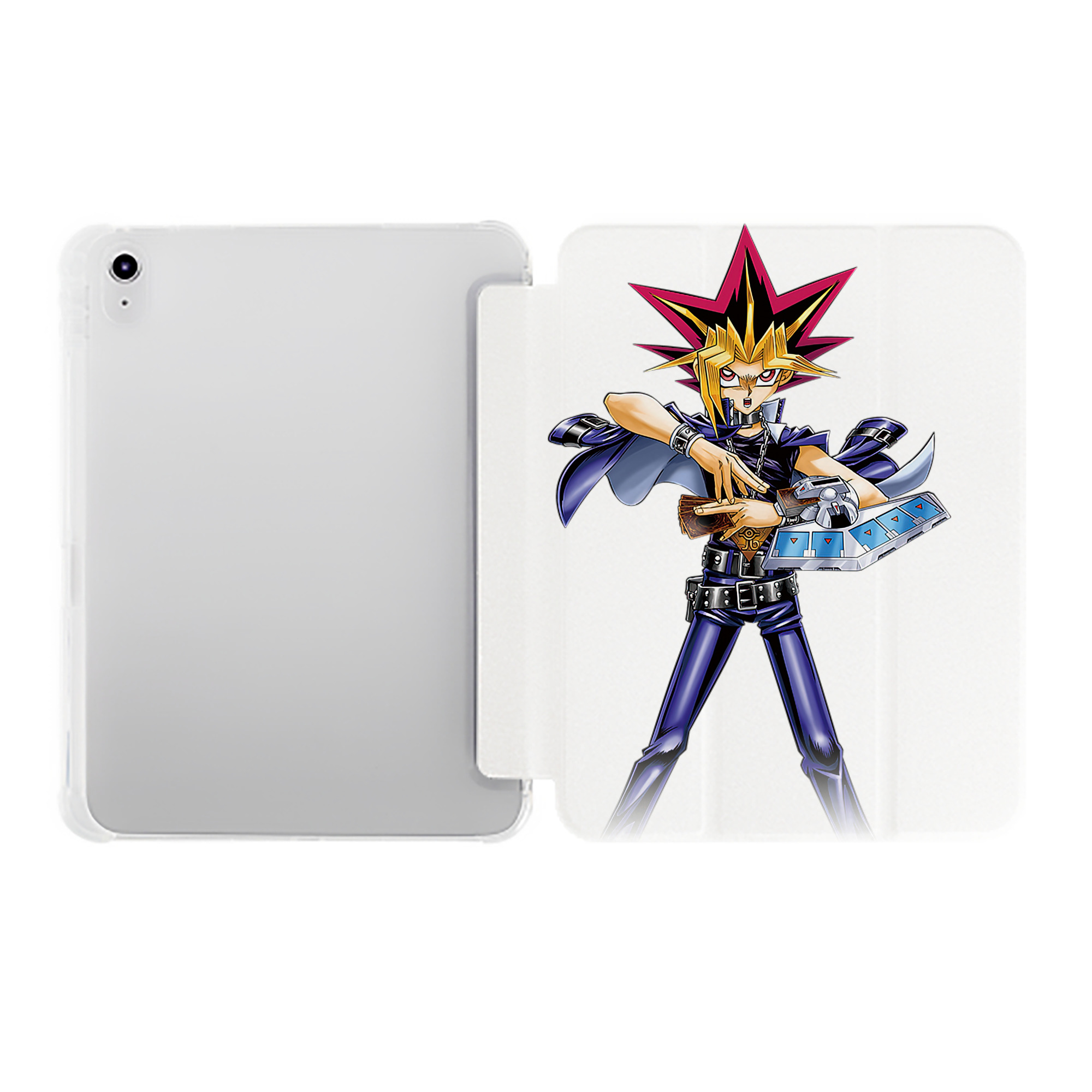 （画像用） 遊☆戯☆王 Yu-Gi-Oh! IPad ケース ペン収納付き 三つ折りスタンド PUレザー×シリコン 対応機種9.5/10.5/10.9インチ